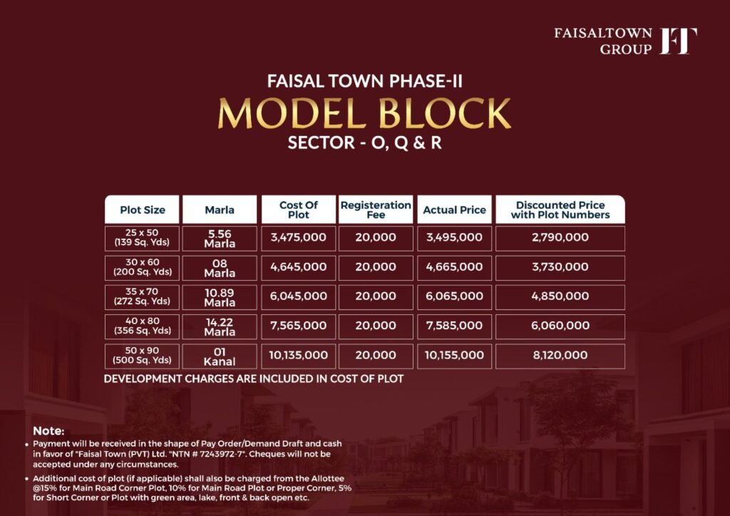 Faisal Town Phase 2 Payment Plan